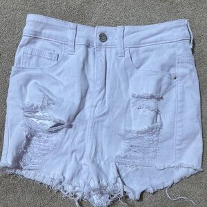 White Distressed Denim Shorts